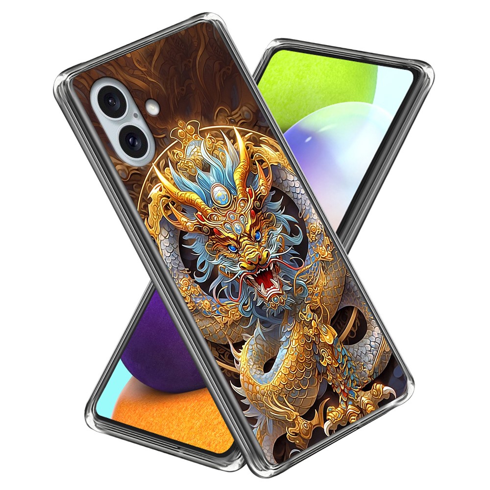 For iPhone 16 Plus Case IMD Pattern Printing TPU Shockproof Phone Cover - Dragon