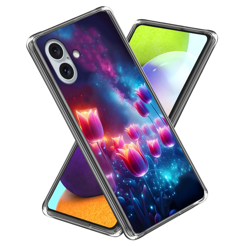 For iPhone 16 Plus Case IMD Pattern Printing TPU Shockproof Phone Cover - Dream Flowers