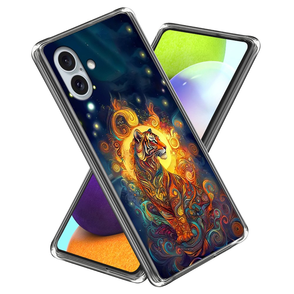 For iPhone 16 Plus Case IMD Pattern Printing TPU Shockproof Phone Cover - Pattern Tiger