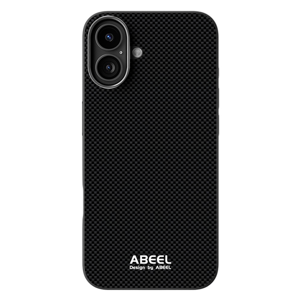 ABEEL For iPhone 16 Plus Case Compatible with MagSafe Printed PC TPU Aluminum Alloy Leather Phone Cover - Black