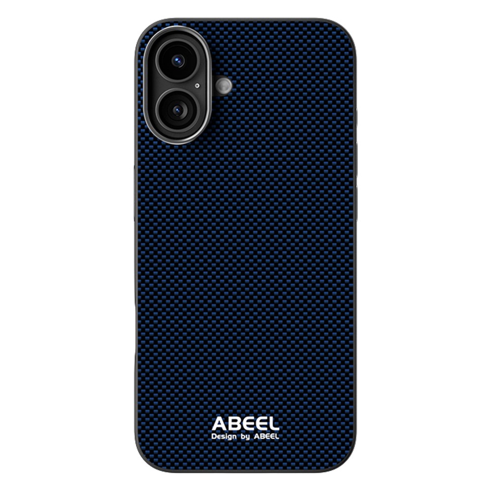 ABEEL For iPhone 16 Plus Case Compatible with MagSafe Printed PC TPU Aluminum Alloy Leather Phone Cover - Blue