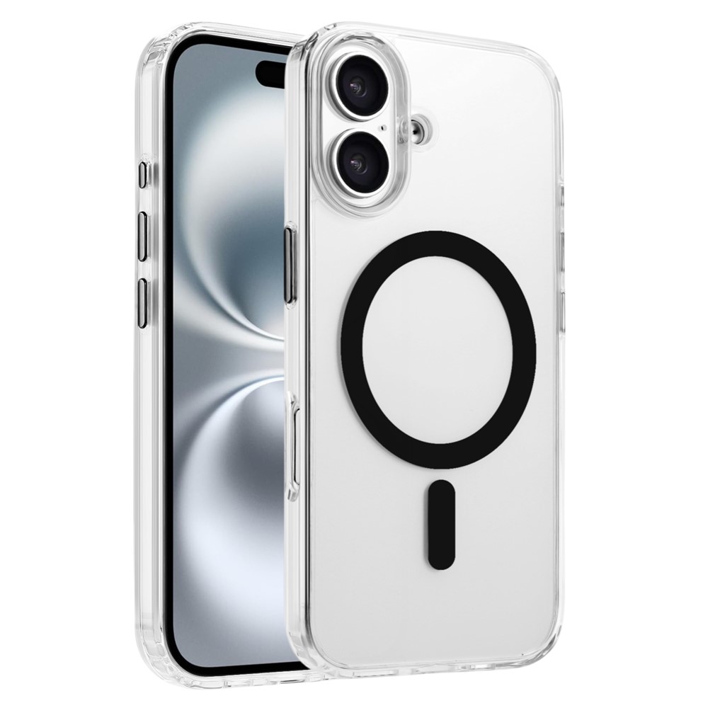 For iPhone 16 Plus Case Compatible with MagSafe Clear PC + TPU Sealed Magnetic Phone Cover - Black