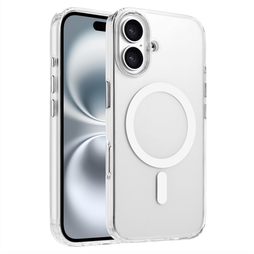 For iPhone 16 Plus Case Compatible with MagSafe Clear PC + TPU Sealed Magnetic Phone Cover - White