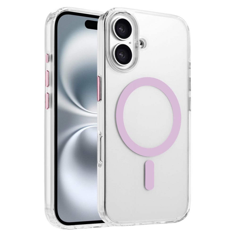 For iPhone 16 Plus Case Compatible with MagSafe Clear PC + TPU Sealed Magnetic Phone Cover - Pink