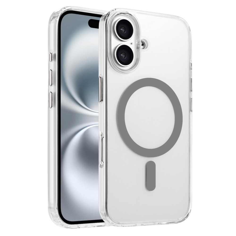 For iPhone 16 Plus Case Compatible with MagSafe Clear PC + TPU Sealed Magnetic Phone Cover - Grey