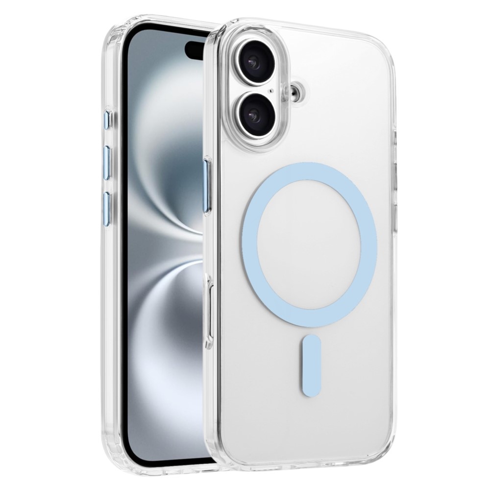 For iPhone 16 Plus Case Compatible with MagSafe Clear PC + TPU Sealed Magnetic Phone Cover - Sky Blue