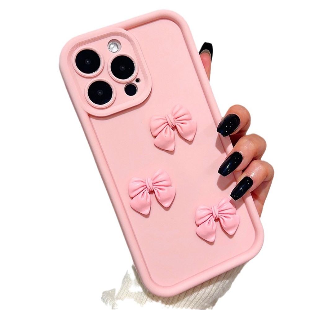 For iPhone 15 Pro Max TPU Case Cute 3D Bowknot Design Creative Protective Phone Cover