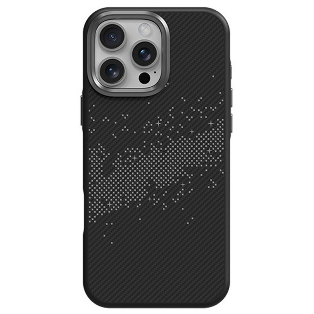 For iPhone 15 Pro Max Case Milky Way Pattern TPU + PC Anti Fingerprint Phone Back Cover - Grey