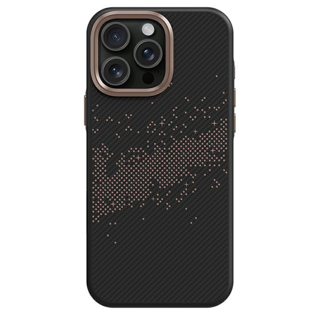 For iPhone 15 Pro Case Milky Way Pattern TPU + PC Anti Fingerprint Phone Back Cover - Gold