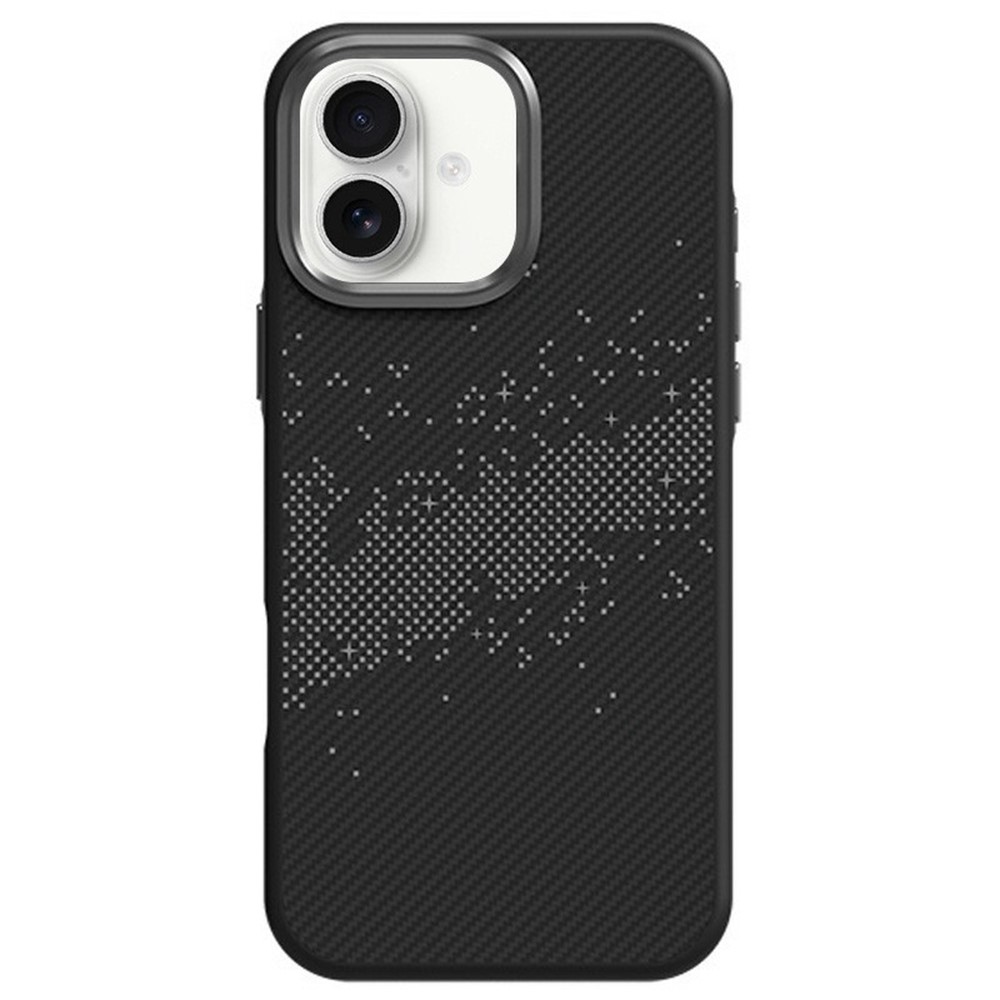 For iPhone 16 Plus Case Milky Way Pattern TPU + PC Anti Fingerprint Phone Back Cover - Grey