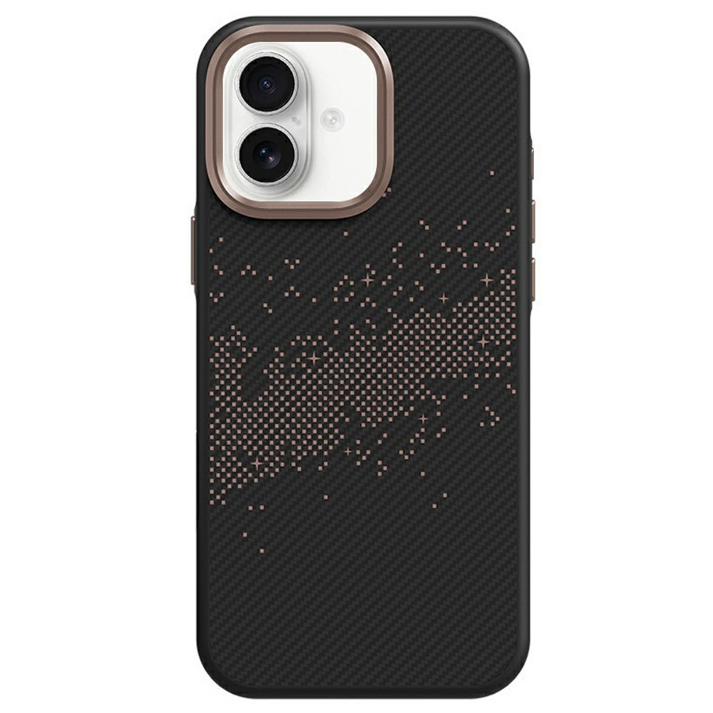 For iPhone 16 Plus Case Milky Way Pattern TPU + PC Anti Fingerprint Phone Back Cover - Gold