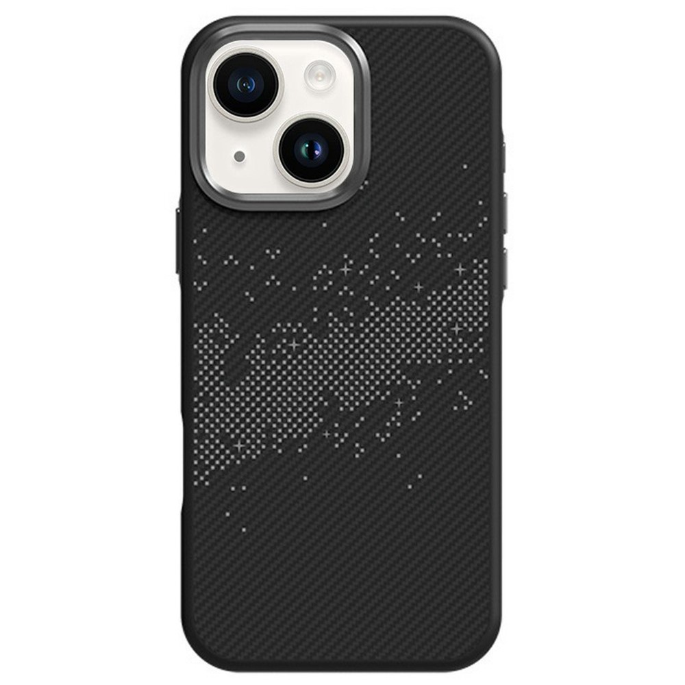 For iPhone 14 / 13 Case Compatible with MagSafe Milky Way Pattern TPU + PC Anti Fingerprint Phone Back Cover - Grey
