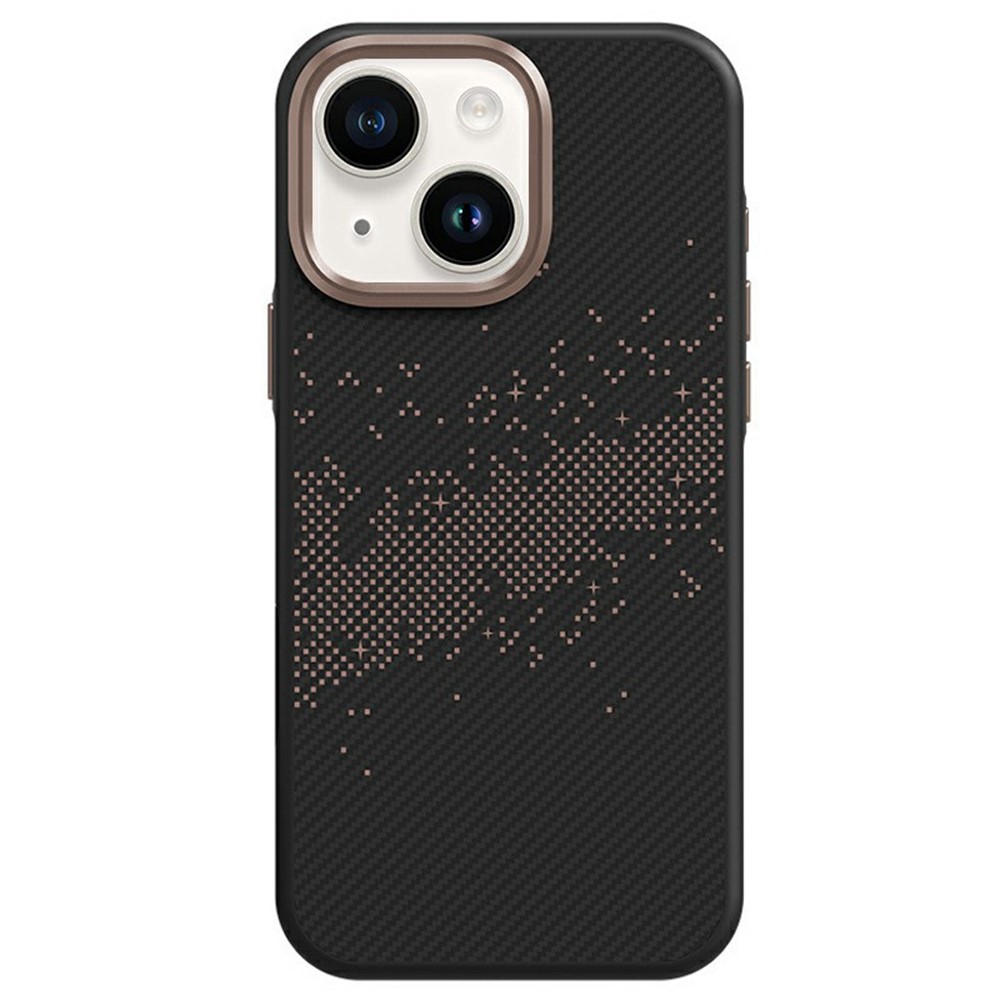 For iPhone 14 / 13 Case Milky Way Pattern TPU + PC Anti Fingerprint Phone Back Cover - Gold