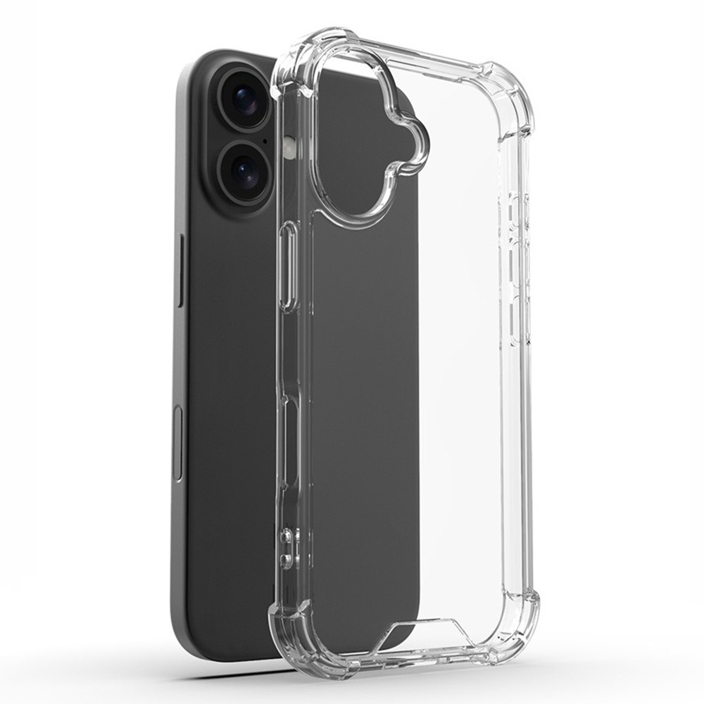 For iPhone 16 Plus Clear Phone Case TPU + Acrylic 1.5mm Shockproof Back Cover