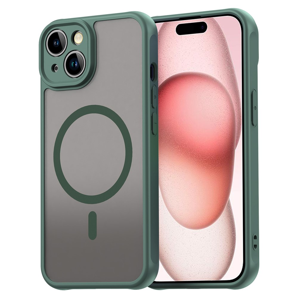 For iPhone 15 Case Compatible with MagSafe Anti Drop PC + TPU Phone Cover - Green