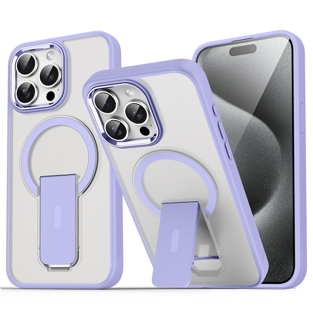 For iPhone 14 Pro Case Compatible with MagSafe PC + TPU Phone Cover with Kickstand - Light Purple