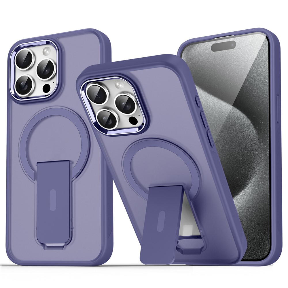 For iPhone 14 Pro Case Compatible with MagSafe PC + TPU Phone Cover with Kickstand - Dark Purple