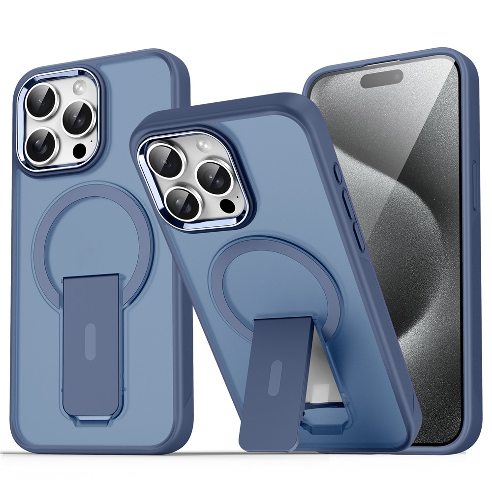 For iPhone 13 Pro Case Compatible with MagSafe PC + TPU Phone Cover with Kickstand - Dark Blue