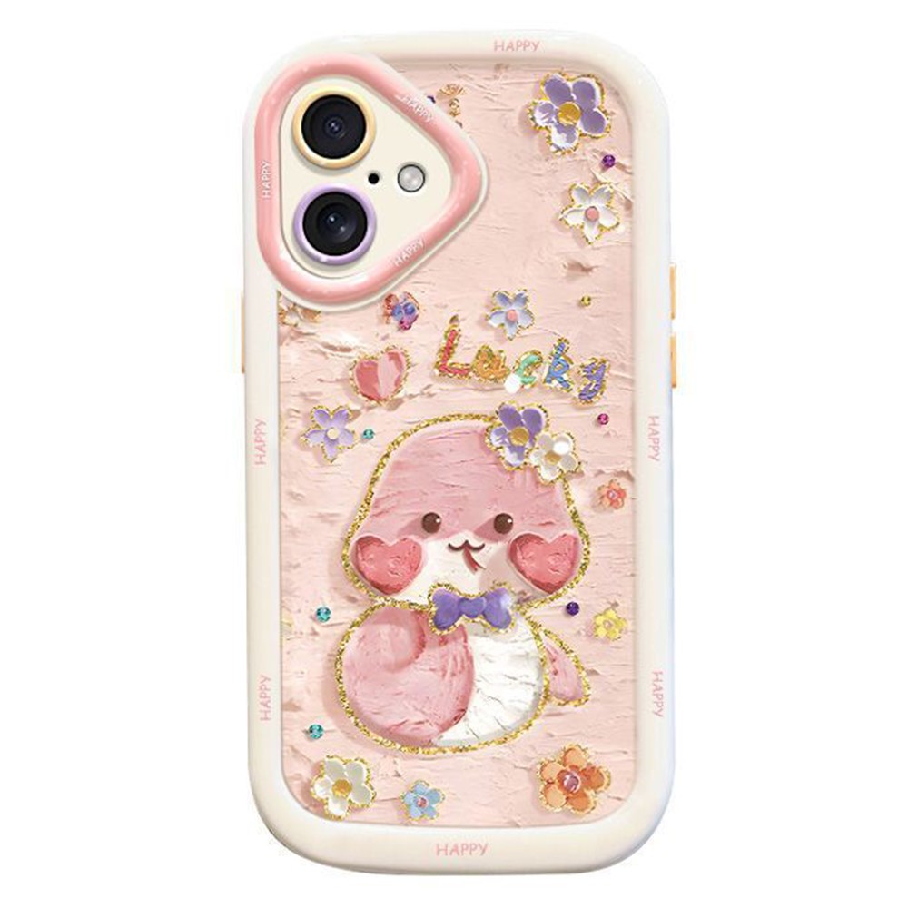 For iPhone 16 Plus Case Lucky Snake Pattern Design TPU + PC Protective Phone Cover