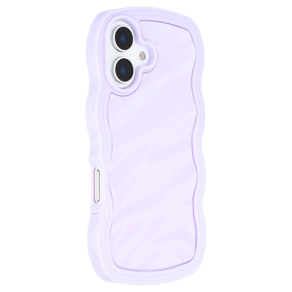 WT Series for iPhone 16 Plus Case Wavy Edge Shockproof TPU + PC Phone Cover - Purple