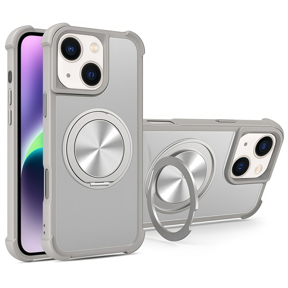 For iPhone 15 Case Compatible with MagSafe CD Vein Kickstand TPU + PC Phone Cover - Grey