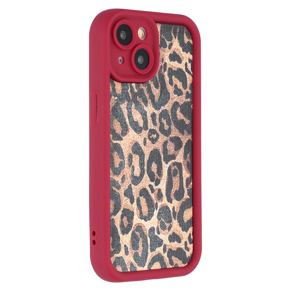 For iPhone 15 Case Leopard Print TPU Precise Cutout Phone Cover - Red