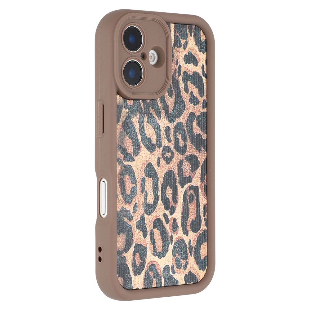 For iPhone 16 Plus Case Leopard Print TPU Precise Cutout Phone Cover - Brown