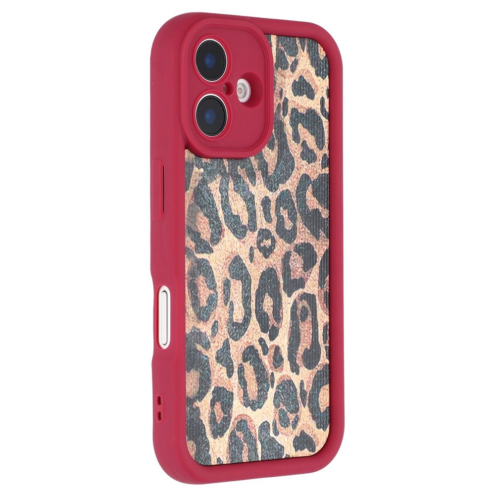 For iPhone 16 Plus Case Leopard Print TPU Precise Cutout Phone Cover - Red