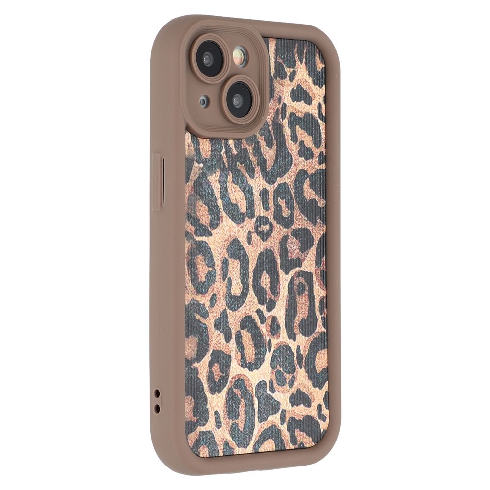 For iPhone 14 Case Leopard Print TPU Precise Cutout Phone Cover - Brown