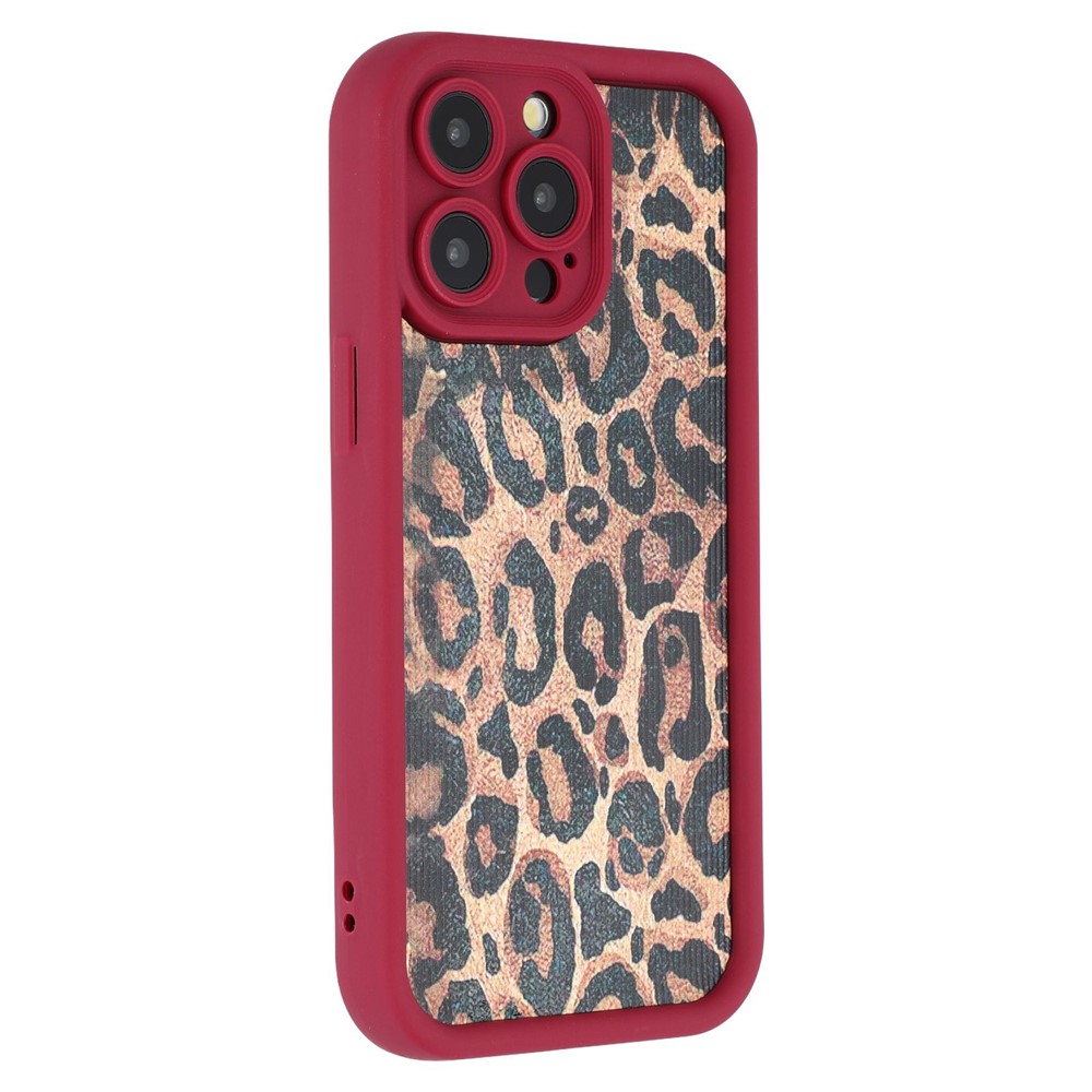 For iPhone 14 Pro Max Case Leopard Print TPU Precise Cutout Phone Cover - Red