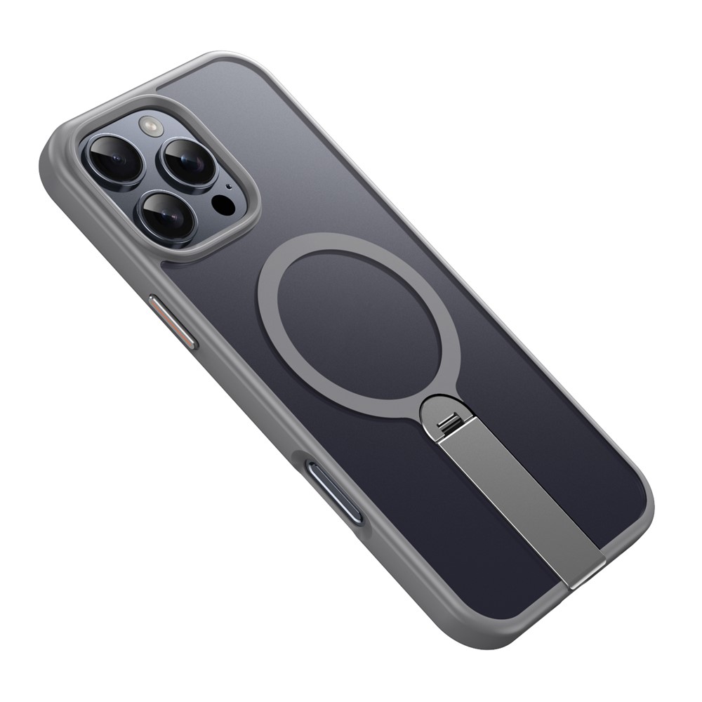 For iPhone 13 Pro Case Compatible with MagSafe Rotating Straight Kickstand TPU + PC Matte Phone Cover - Grey