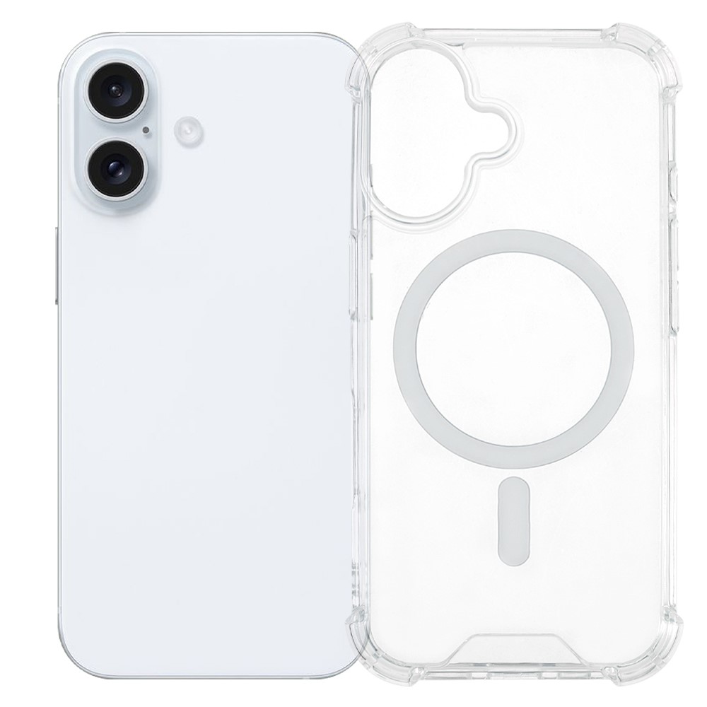 For iPhone 16 Plus Clear Phone Case Compatible with MagSafe 1.5mm Shockproof Back Cover