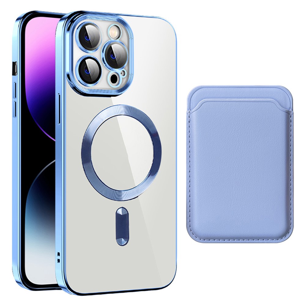For iPhone 15 Pro Max Case Compatible with MagSafe TPU + PC Mobile Cover with Card Bag - Baby Blue