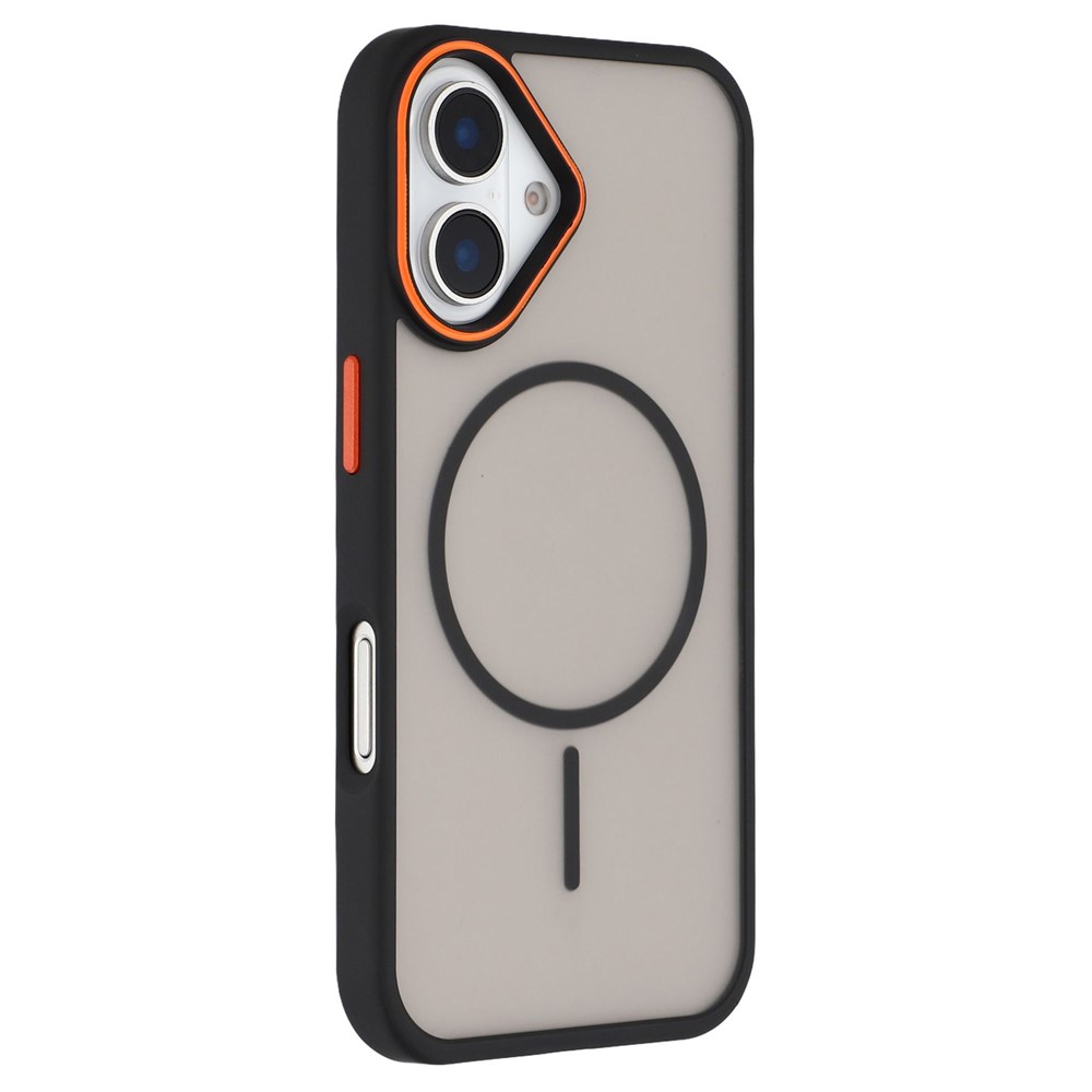 For iPhone 16 Plus Magnetic Case Skin Touch TPU + PC Phone Back Cover - Black
