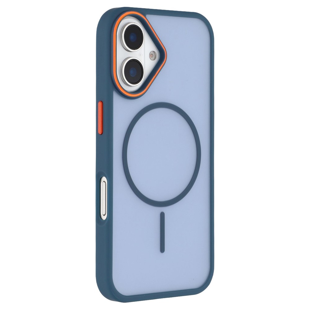 For iPhone 16 Plus Magnetic Case Skin Touch TPU + PC Phone Back Cover - Blue