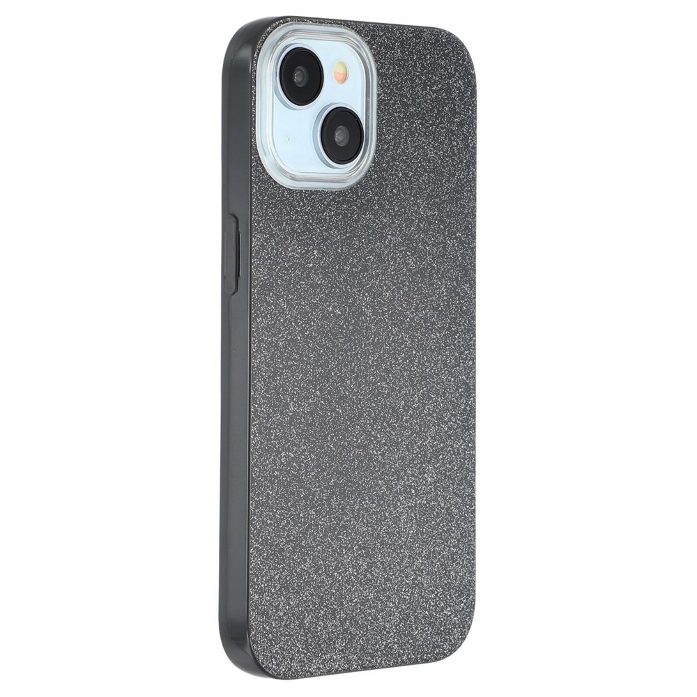 For iPhone 15 Case IMD Glitter TPU Phone Cover Large Camera Cutout - Black