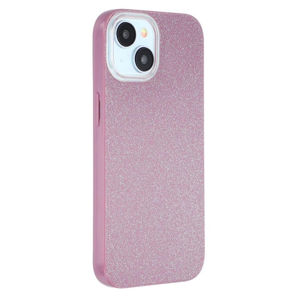 For iPhone 15 Case IMD Glitter TPU Phone Cover Large Camera Cutout - Purple