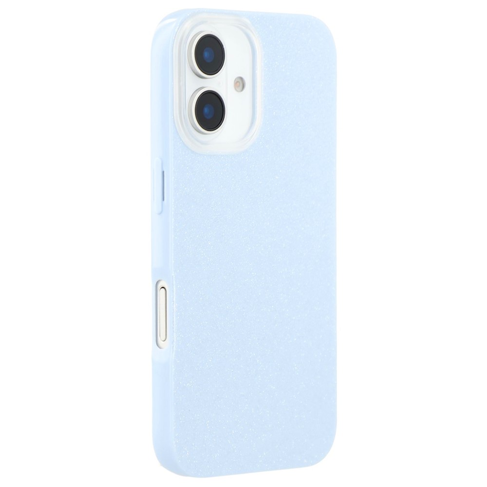 For iPhone 16 Plus Case IMD Glitter TPU Phone Cover Large Camera Cutout - Sky Blue