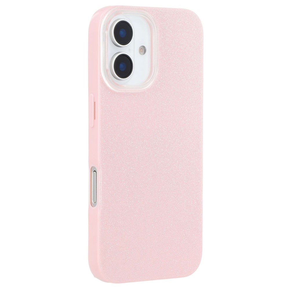 For iPhone 16 Plus Case IMD Glitter TPU Phone Cover Large Camera Cutout - Pink