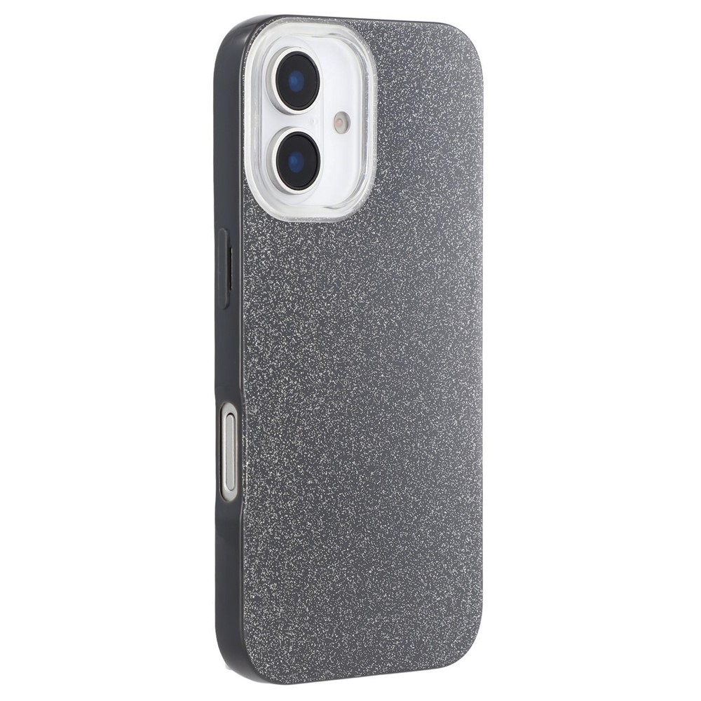 For iPhone 16 Plus Case IMD Glitter TPU Phone Cover Large Camera Cutout - Black