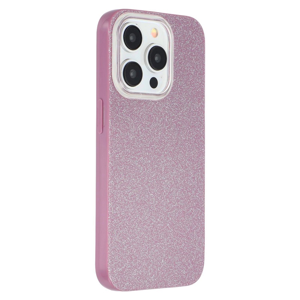 For iPhone 15 Pro Max Case IMD Glitter TPU Phone Cover Large Camera Cutout - Purple