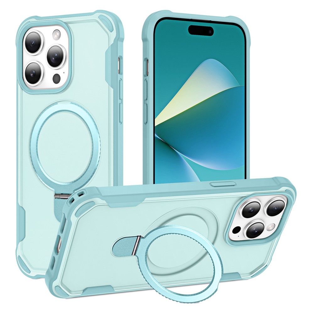 For iPhone 14 Pro Case Compatible with MagSafe Kickstand TPU + PC Shockproof Phone Back Cover - Lake Blue