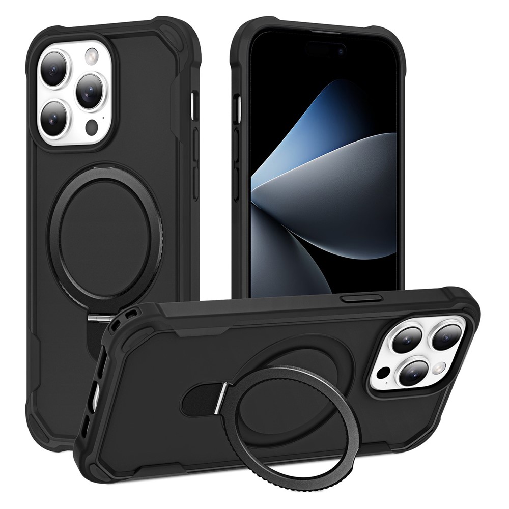 For iPhone 14 Pro Case Compatible with MagSafe Kickstand TPU + PC Shockproof Phone Back Cover - Black