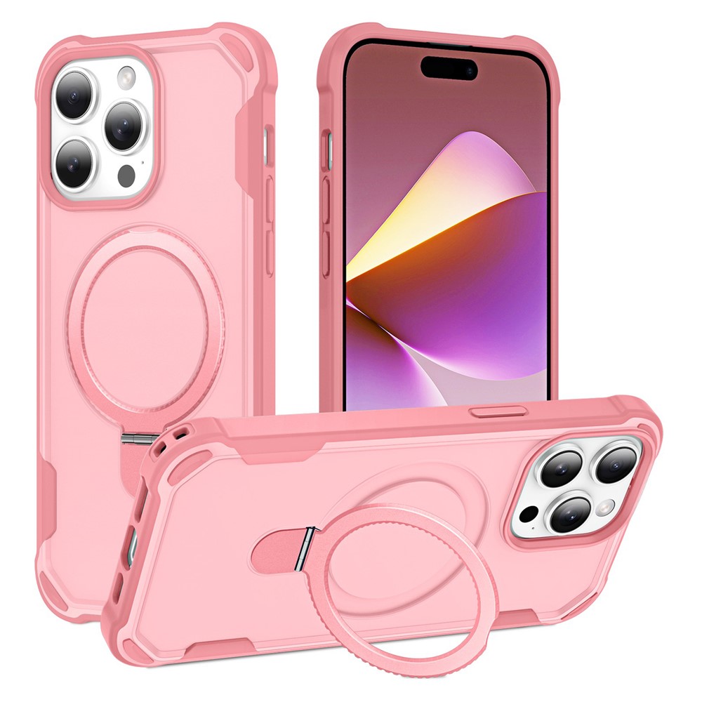 For iPhone 14 Pro Max Case Compatible with MagSafe Kickstand TPU + PC Shockproof Phone Back Cover - Pink