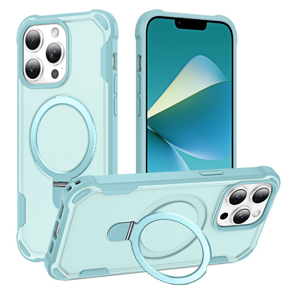 For iPhone 13 Pro Case Compatible with MagSafe Kickstand TPU + PC Shockproof Phone Back Cover - Lake Blue