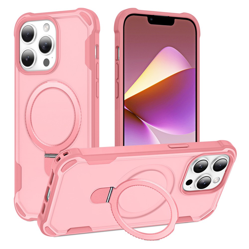 For iPhone 13 Pro Max Case Compatible with MagSafe Kickstand TPU + PC Shockproof Phone Back Cover - Pink