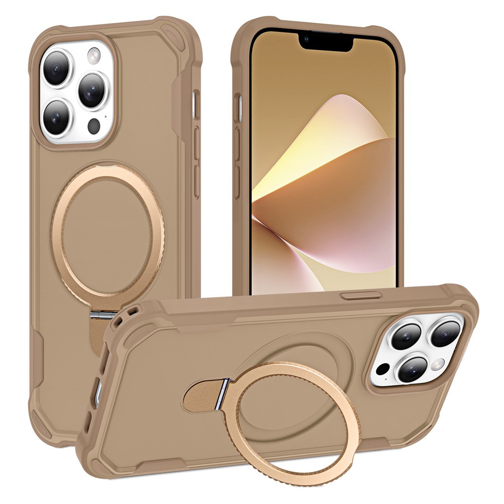 For iPhone 13 Pro Max Case Compatible with MagSafe Kickstand TPU + PC Shockproof Phone Back Cover - Gold