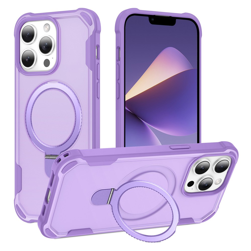 For iPhone 13 Pro Max Case Compatible with MagSafe Kickstand TPU + PC Shockproof Phone Back Cover - Purple
