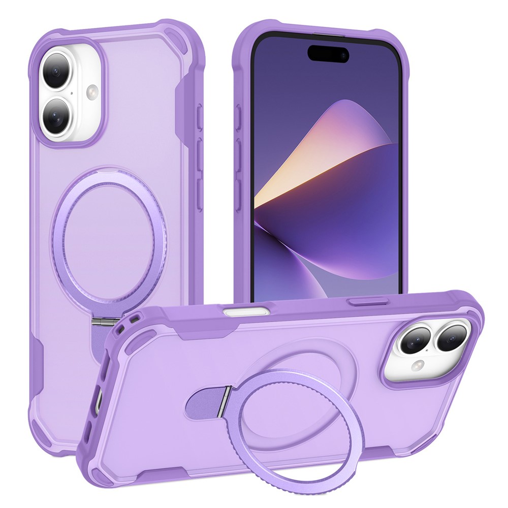 For iPhone 16 Plus Case Compatible with MagSafe Kickstand TPU + PC Shockproof Phone Back Cover - Purple