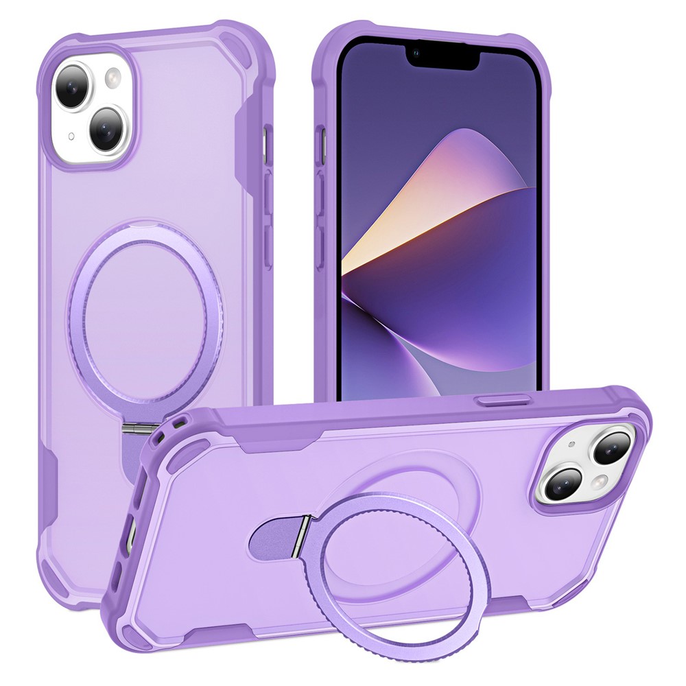 For iPhone 13 Case Compatible with MagSafe Kickstand TPU + PC Shockproof Phone Back Cover - Purple